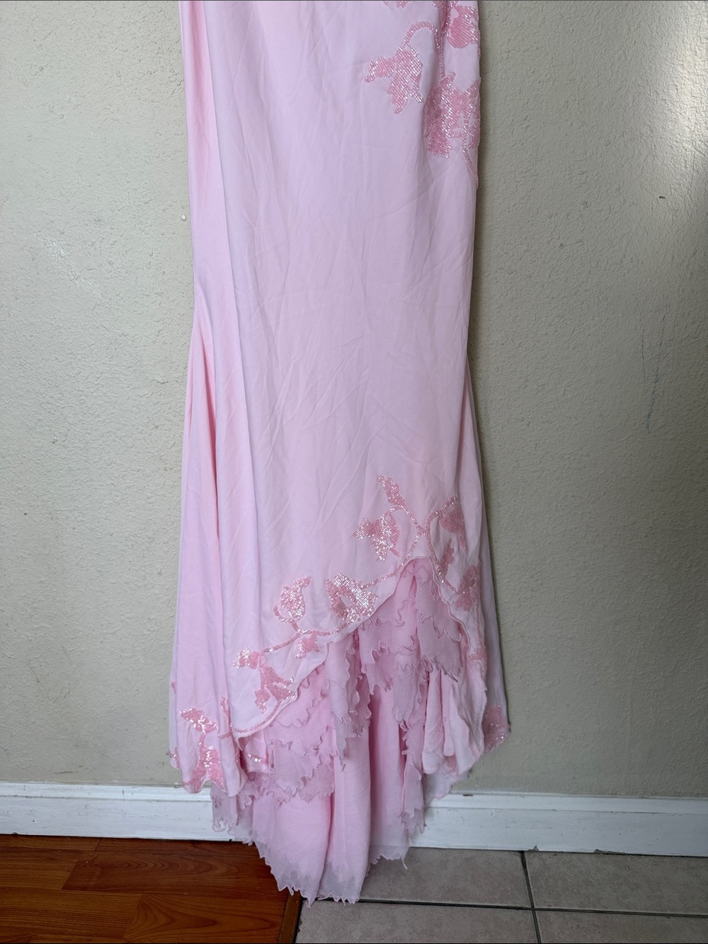HOUSEOFCB 'Anastelle' Pink Hand Beaded Embellished Satin Maxi Dress Size S - Picture 7 of 17